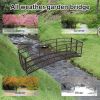 Outdoor Black Metal Arch 8-ft Garden Bridge with Safety Side Rails