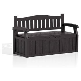 Heavy Duty Brown Plastic Outdoor Storage Garden Bench Patio Deck Box