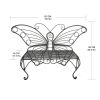Modern Outdoor Butterfly Garden Bench in Black Metal Finish