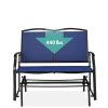 2 Seat Mesh Patio Loveseat Swing Glider Rocker with Armrests in Navy Blue