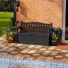 Heavy Duty Black Plastic Outdoor Storage Garden Bench Patio Deck Box
