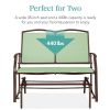 2 Seat Mesh Patio Loveseat Swing Glider Rocker with Armrests in Sage