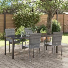 Garden Dining Set 5 pcs Grey Powder-Coated Steel