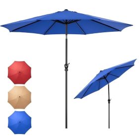9FT Outdoor Patio Umbrella Market Table Polyester Fabric Canopy Iron Frame 8 Ribs UV Protection Waterproof(Shipment from Walmart)