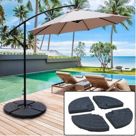 145 lbs Capacity Weighted Cantilever and Offset Patio Umbrella Base in Black (4 Piece)