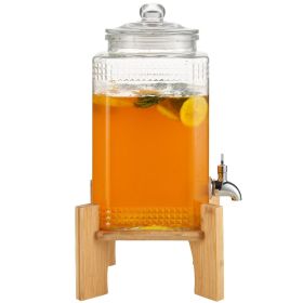 Beverage Server, 1.5 Gallon Capacity, Glass Drink Holder with Base, Durable Stainless Steel Tap, Suitable for Iced Tea, Lemonade, Water