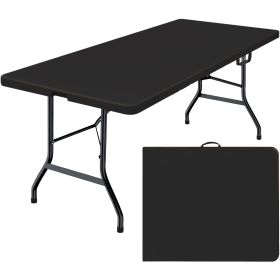 6 Foot Folding Table,Fold in Half Plastic Table,Indoor Outdoor Picnic Party Dining Camp Tables,Black