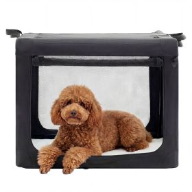 3-Door Soft Pet Airline Approved Crate with Storage Bag & Washable Pad, Up To 30Lbs, For Indoor Outdoor Dog/Cat/Pet Kennel Carrier, Black