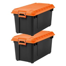 22 Gallon Black Plastic Latching Storage Bin with Lid Tote, Plastic Storage Container with Lid, 2-Pack