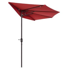 9FT Outdoor Half Patio Umbrella Balcony Furniture, Red