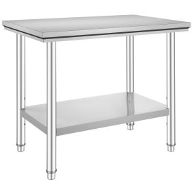 Stainless Steel Workbench 24x36x32 Inch Commercial Food Prep Workbench Heavy Duty Prep Workbench Metal Workbench with Adjustable Feet Suitable fo