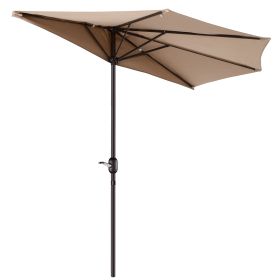 9FT Outdoor Half Patio Umbrella Balcony Furniture, Beige