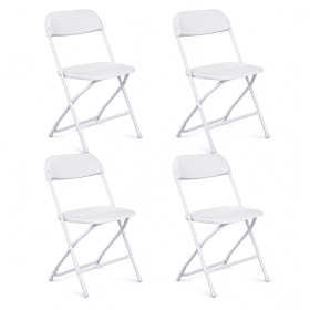 4 Pack Plastic Folding Chairs White Heavy Duty Indoor Outdoor Portable Stackable Chairs for Party Office Event Home