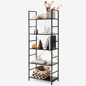 Bookcase, 5 Tier Book Shelf, Storage Shelf, Classic Modern Bookcase for CDs, Movies, Books, Industrial Bookcase for Home Office, Living Room, Kit