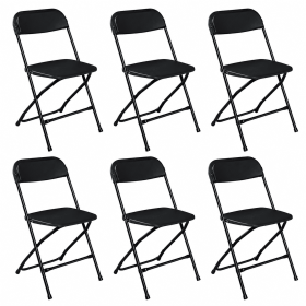 6 Pack Plastic Folding Chairs Black Heavy Duty Indoor Outdoor Portable Stackable Chairs for Party Office Event