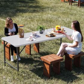 6FT Foldable Table, White HDPP Rectangular Portable Table with Carry Handle for Indoor Outdoor Picnic Party Camping