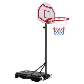 Portable Basketball Hoop with Adjustable Height, 5.2 to 6.9 ft, Kids Basketball Goal with Nylon Net and Wheels, Movable Backboard Set for Outdoor