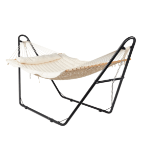 Hammock with Stand Heavy Duty Adjustable Outdoor Hammock with Padded Bed Beige
