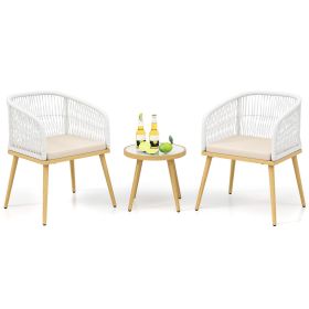 3 Pieces Outdoor Bistro PE Wicker Conversation Furniture Set
