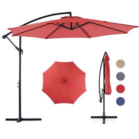 10FT Patio Umbrellas, 8 Ribs, UV Protection for Pool Garden Backyard Market, Red