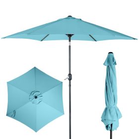 9ft Patio Umbrella, Outdoor Market Umbrella with Push Button Tilt, Crank Handle, 6 Sturdy Iron Ribs, UPF 50+ Waterproof Polyester Canopy
