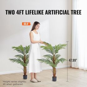 Artificial Palm Tree, 4 FT Tall Faux Plant, Secure PE Material & Anti-Tip Tilt Protection Low-Maintenance Plant
