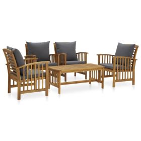 Garden Lounge Set Dark grey, Natural wood Solid Acacia Wood Medium