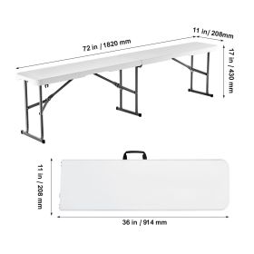 Plastic Folding Bench, 6 ft Portable Bench for Indoor/Outdoor Picnic Party Patio Camping Dining