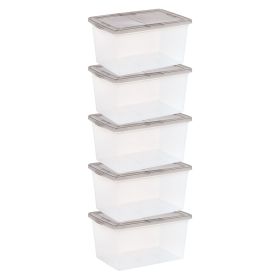 58 Qt. Plastic Storage Bins with Lids, Stackable Storage Containers, Totes, 5 Pack