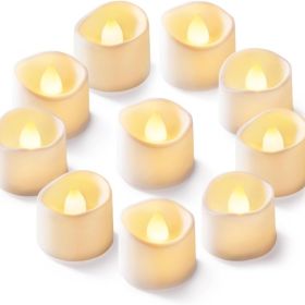 24Pcs Flickering Flameless Candle Battery Operated 200 Hours Fake Electric LED Tea Lights For Votive Centerpiece Table Decorations Wedding (Option: White)