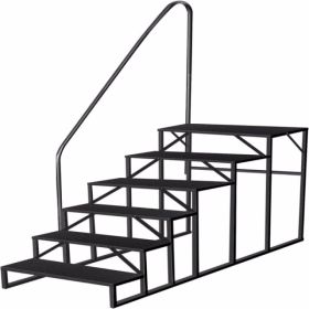 RV Stairs 6 Step Ladder,RV Steps Anti-Slip,Hot Tub Steps With Handrail,660 Lbs RV Ladder For 5th Wheel RV,Mobile Home Stairs (Option: Default)