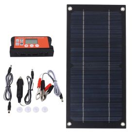 Solar Panel Charger Monocrystalline Silicon 100A Charge Controller Solar Panel Kit With Extension Cable Battery Clip For RV Outdoor Camping (Option: Default)