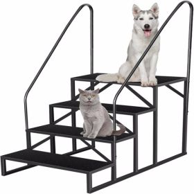 RV Step Stool,4 Step Ladder,Hot Tub Steps With Handrail,Portable Pool Ladder,660Lbs Heavy Duty Ladder Shelf Outdoor Mobile Home Stairs For Camper (Option: Default)
