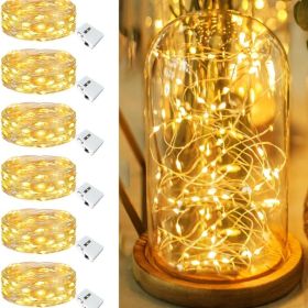 6 Pack Fairy Lights Battery Operated 7ft 20 Led Twinkle Lights 3 Modes Bulk Mini String Lights Waterproof For Mason Jars Vases DIY Party Wedding (Option: White)