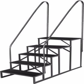 RV Stairs 5 Step Ladder,RV Steps Anti-Slip,Hot Tub Steps With Handrail,660 Lbs RV Ladder For 5th Wheel RV,Mobile Home Stairs (Option: Default)