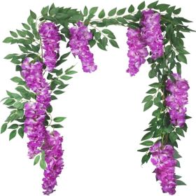 Hanging Flowers Wisteria Flowers Vine Garland Wedding Arch Decoration Purplish Artificial Wisteria Vines Hanging Flower Vines Silk (Option: Purplish)