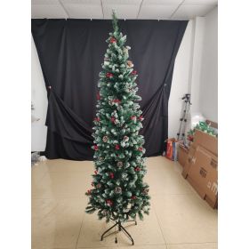 7.5 Feet Pre-decorated Pencil-shaped Christmas Tree - Foldable For Easy Storage - Elegant And Modern Style Artificial Christmas Tree (Option: Default)