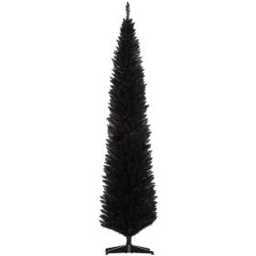 8ft Unlit Pencil Artificial Christmas Tree with Realistic Branches and 618 Tips, Plastic Base, Black (Option: Black-900x200x220 mm)