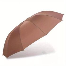 Outdoor Travel Large Folding Manual Umbrella, Rain Or Shine Dual-use Umbrella (Color: Coffee Color, material: All steel)