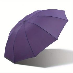 Outdoor Travel Large Folding Manual Umbrella, Rain Or Shine Dual-use Umbrella (Color: Purple, material: All steel)