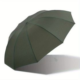 Outdoor Travel Large Folding Manual Umbrella, Rain Or Shine Dual-use Umbrella (Color: Blackish Green, material: All steel)