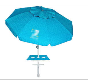 Beach Umbrella With Sand Anchor & Table Tray, 6.5ft Portable Heavy Duty Sun Outdoor Umbrella, UV 50+ Protection, Carry Bag for Patio, Pool and Ga (Color: Table Tray-Sky Blue Paint)