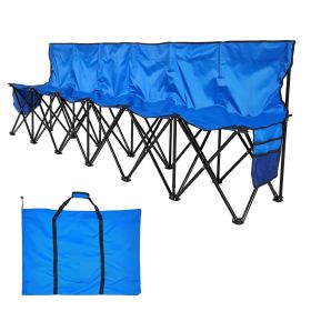 Portable Folding Bench, 6 Seat Foldable Soccer Bench with Side Pockets and Carrying Bag, Lightweight Sideline Seating with Back Rest for Football (Number of Seats: 6 Seats, Seat Attributes: With Backrest)