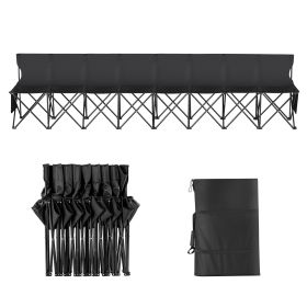 Portable Folding Bench, 8 Seat Foldable Soccer Bench with Side Pockets and Carrying Bag, Lightweight Sideline Seating with Back Rest for Football (Number of Seats: 8 Seats, Seat Attributes: With Backrest)