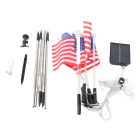 Solar US Flag Lights Red White Blue 8 Modes Independence Day Decor (Option: Default)